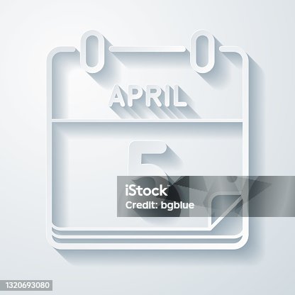 istock April 5. Icon with paper cut effect on blank background 1320693080