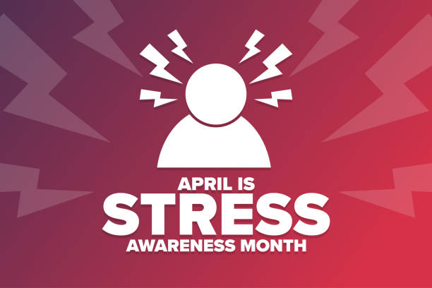 April is Stress Awareness Month. Holiday concept. Template for background, banner, card, poster with text inscription. Vector EPS10 illustration. April is Stress Awareness Month. Holiday concept. Template for background, banner, card, poster with text inscription. Vector EPS10 illustration emotional stress stock illustrations