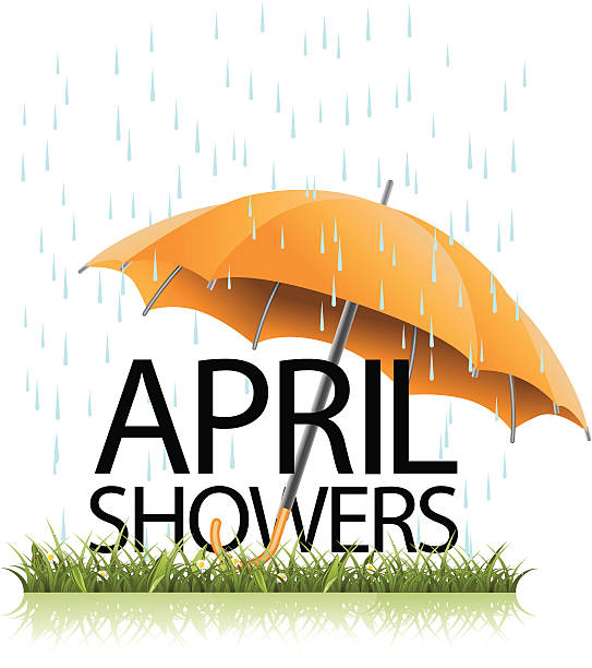 April Showers Umbrella A cheerful yellow umbrella in the rain. flower clipart stock illustrations