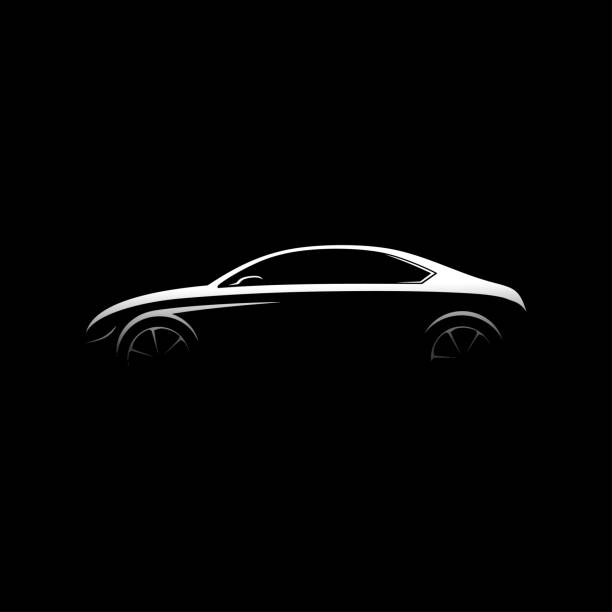 Сar silhouette on black Luxury car silhouette on a black background car silhouettes stock illustrations