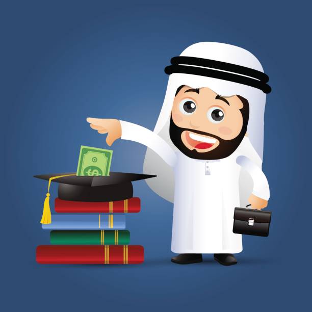 stockillustraties, clipart, cartoons en iconen met arabische business mensen - arabic student