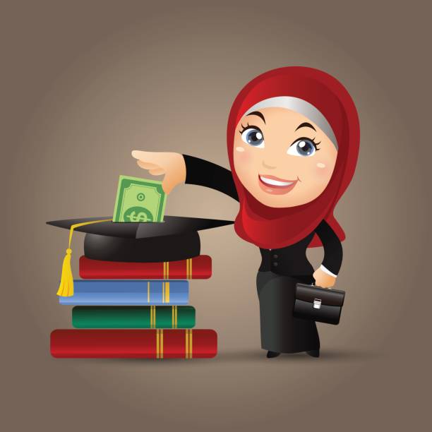 stockillustraties, clipart, cartoons en iconen met arabische business mensen - arabic student