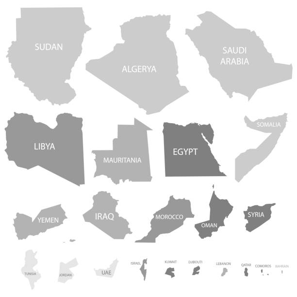 карты стран лиги арабских государств - comoros stock illustrations