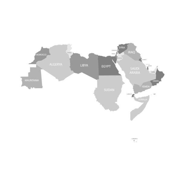 liga arabska kraje mapa zestaw - comoros stock illustrations
