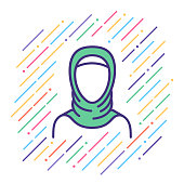 Line vector icon illustration of arabian woman.