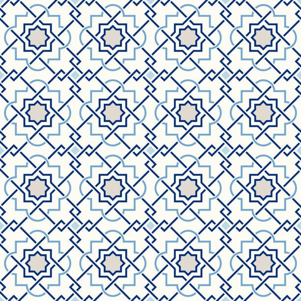 Arabic geometry, Tangled Moroccan Pattern, seamless vector background. Tangled modern pattern, based on traditional oriental arabic geometric repeat patterns. Seamless vector background. Plain neutral natural colors - easy to recolor. tessellation stock illustrations