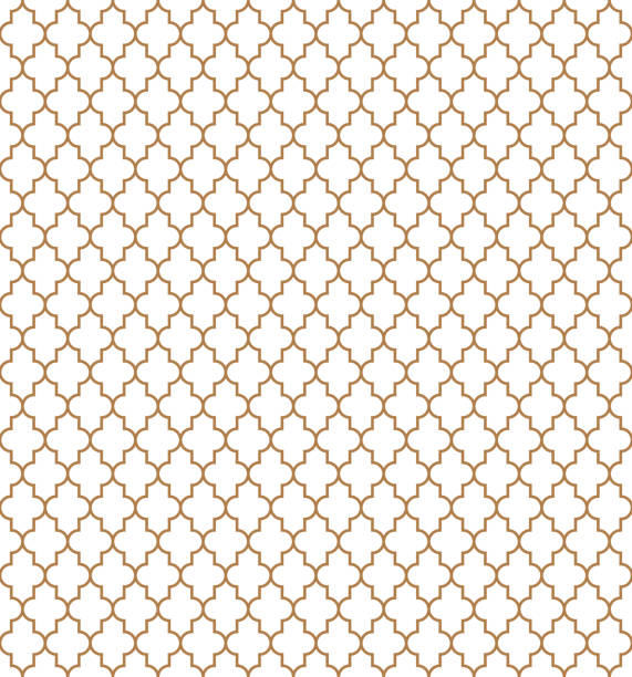 Arabic seamless pattern grid lantern shapes tiles. Arabic golden pattern. Turkish vector seamless texture. Muslim background. Islamic window grid design of lantern shapes tiles. ramadan stock illustrations