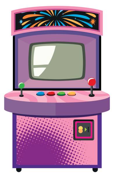 Arcade Game Machine In Purple Box
