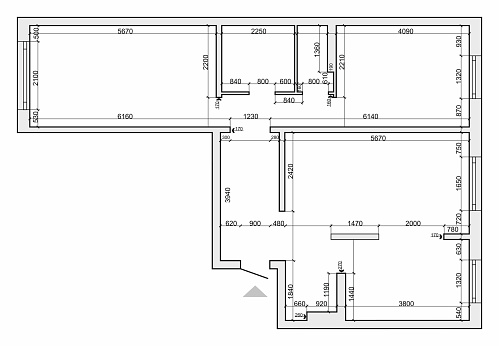 Architectural sketch of measuring  floor plan. Empty apartment (view from above). House interior layout in top view. Outline blueprint vector