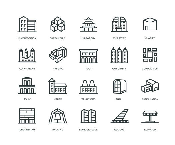 Architecture Icons - Line Series Architecture Icons - Line Series office borders stock illustrations