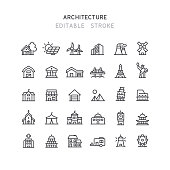 istock Architecture Line Icons Editable Stroke 1280538350