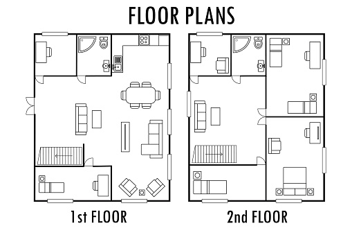 Architecture Plan With Furniture House First And Second