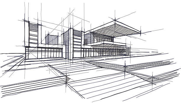 architecture Vector illustration of the architectural design. In the style of drawing. (ai 10 eps with transparency effect) concrete drawings stock illustrations