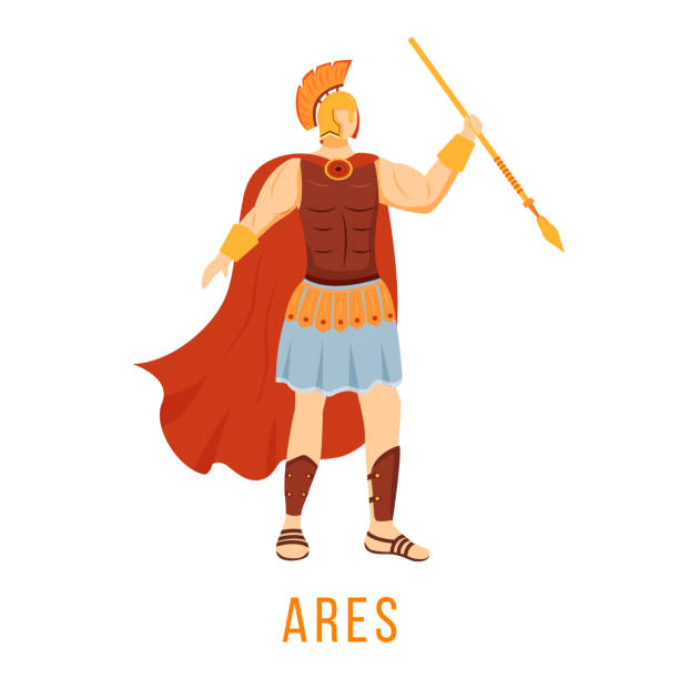 Ares flat vector illustration. God of war. Ancient Greek deity. Divine mythological figure. Isolated cartoon character on white background Ares flat vector illustration. God of war. Ancient Greek deity. Divine mythological figure. Isolated cartoon character on white background images of ares god of war stock illustrations