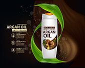 argan oil hair care protection packaging product design vector illustration