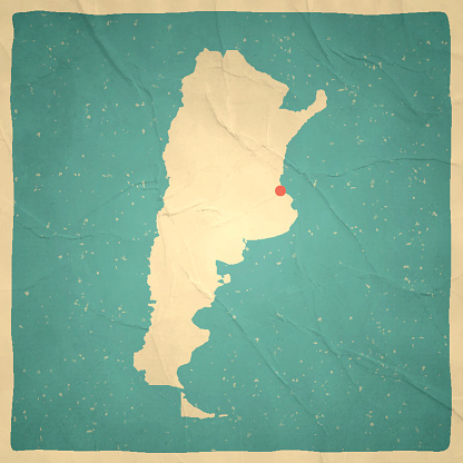 Argentina Map on old paper - vintage texture