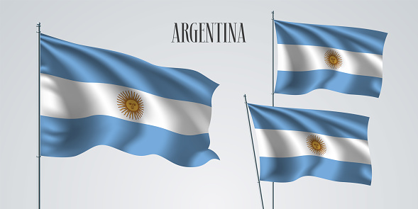 Argentina waving flag set of vector illustration