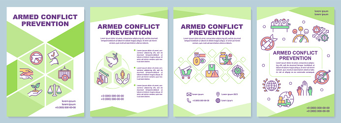 Armed conflict prevention green brochure template