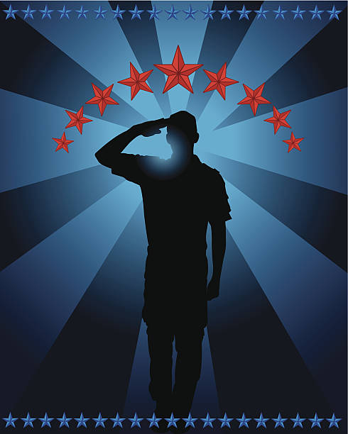 Armed Forces Salute - Military Soldier Background Armed Forces Salute - Military Soldier Background illustration. Check out my "World War Two" light box for more. memorial day background stock illustrations