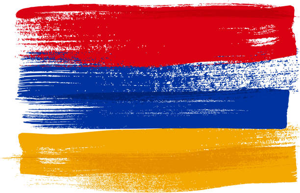 stockillustraties, clipart, cartoons en iconen met armenia colorful brush strokes painted flag - armenia