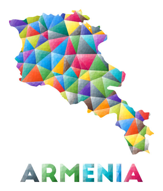 stockillustraties, clipart, cartoons en iconen met armenia - colorful low poly country shape. - armenia