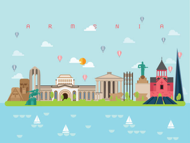 stockillustraties, clipart, cartoons en iconen met armenië bezienswaardigheden reizen en reis vector - armenia