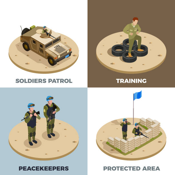 陸軍士兵軍用車輛等距2x2 - 士兵 陸軍 幅插畫檔、美工圖案、卡通及圖標