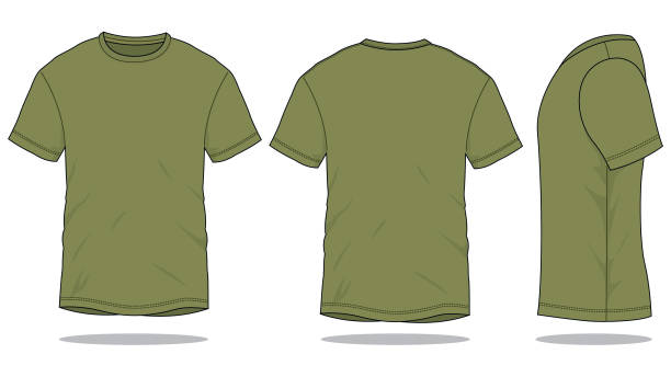 ilustrações, clipart, desenhos animados e ícones de vetor do t-shirt do exército para o molde - camiseta branca