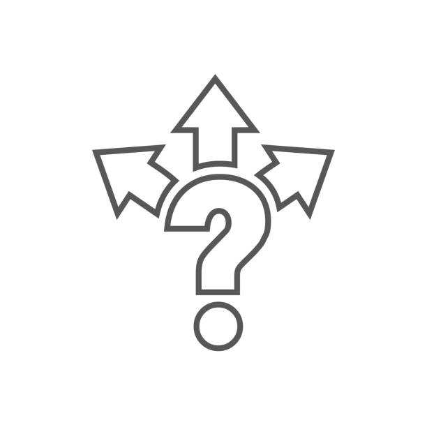 ilustrações de stock, clip art, desenhos animados e ícones de arrow, directional way sign depicting making a decision or choice icon vector - incerteza