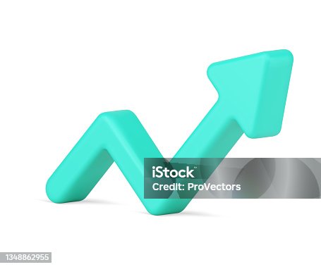 istock Arrow growth graph with shadow 3d icon vector illustration 1348862955