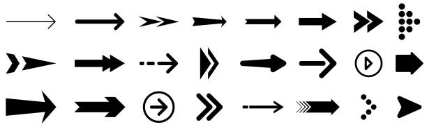흰색 배경에 격리된 화살표 아이콘 - arrow stock illustrations