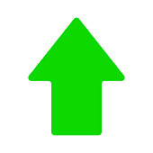 Arrow showing to the top up. Vector icon simple flat green. EPS10 illustration.