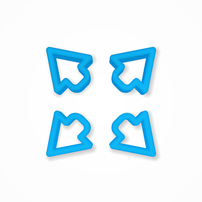 Arrows . Outside realistic icon. 3d line vector illustration. Top view
