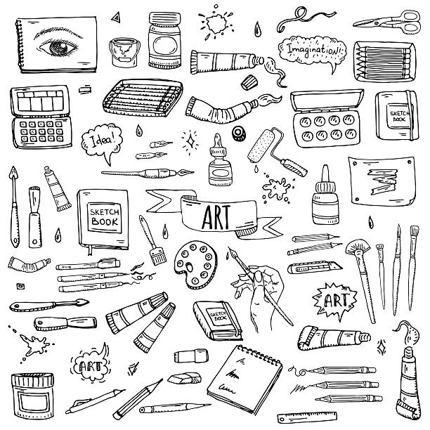 Art and Craft tools vector art illustration