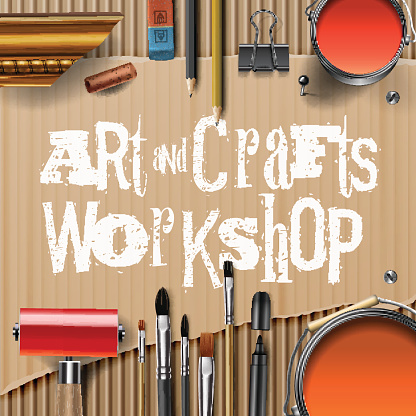 Art and crafts template with artist tools