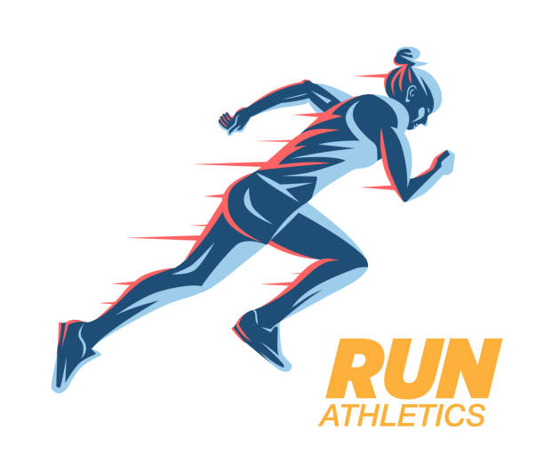 Art concept of a running woman. Art concept of a running woman. Color vector objects. speed silhouettes stock illustrations