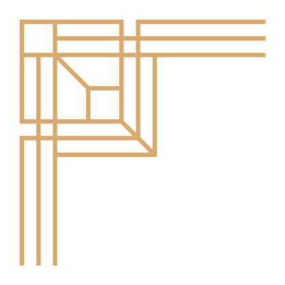 Art deco corner. Golden line border in geometric style