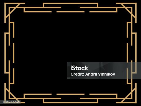 istock Art deco frame. Vintage linear border. Design a template for invitations, leaflets and greeting cards. Geometric golden frame. The style of the 1920s - 1930s. Vector illustration 1414962736