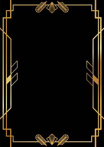 Art Deco Gatsby inspired, Roaring 20s style frame template vector