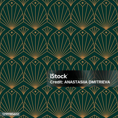 istock Art Deco Seamless Pattern in a Trending minimal Linear Style. Vector Abstract Geometric background 1299185602