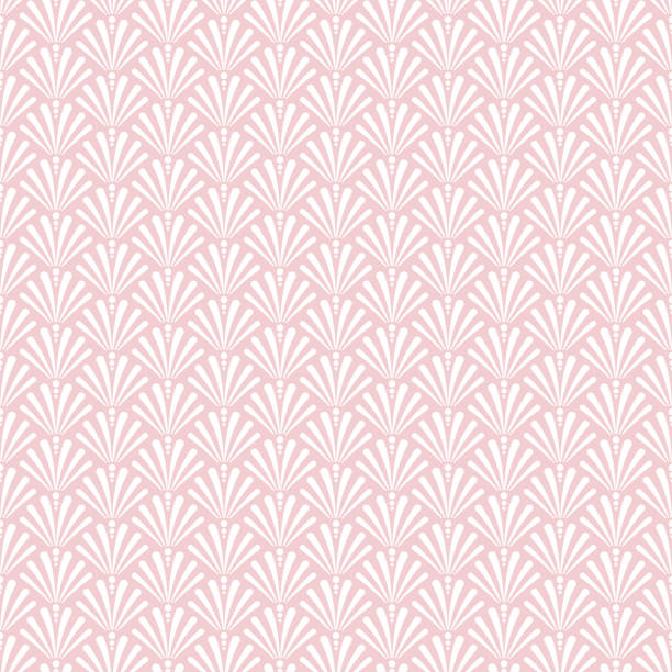 Art Deco Seamless Pattern Repeating pattern design with art deco motif in pink and white beauty patterns stock illustrations
