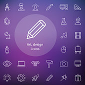 art, design outline, thin, flat, digital icon set for web and mobile