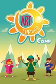 A vector illustration of  art summer camp poster design