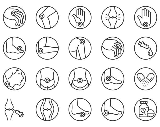 Arthritis icon set Arthritis icon set , vector illustration inflammation stock illustrations