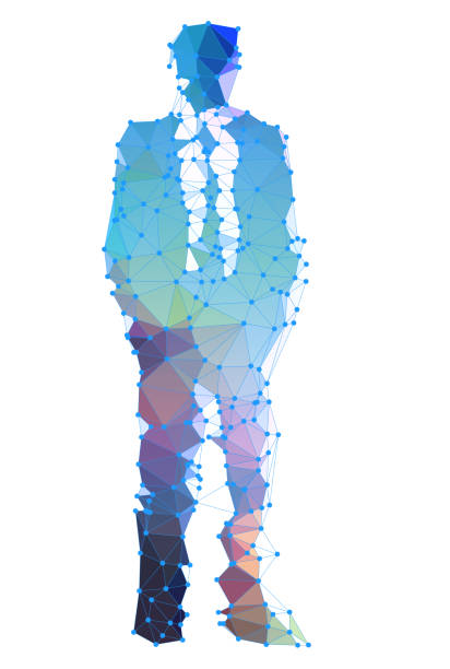 Artificial Intelligence Human Man Artificial intelligence human man graphic. robot silhouettes stock illustrations