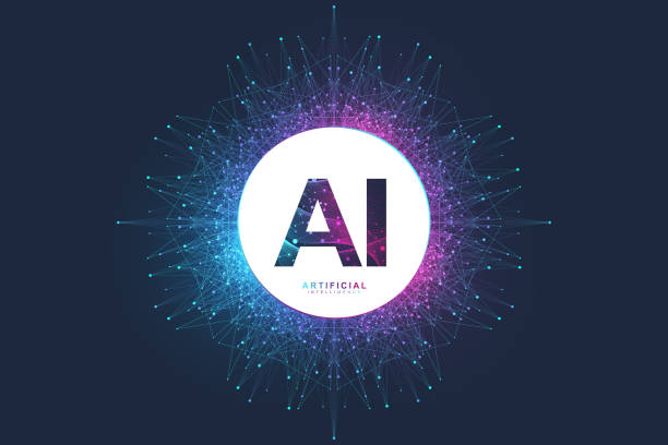 логотип искусственного интеллекта. концепция искусственного интеллекта и машинного обучения. векторный символ ии. нейронные сети и другие - artificial intelligence stock illustrations