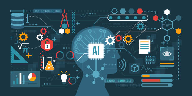 rozwój technologii sztucznej inteligencji - artificial intelligence stock illustrations