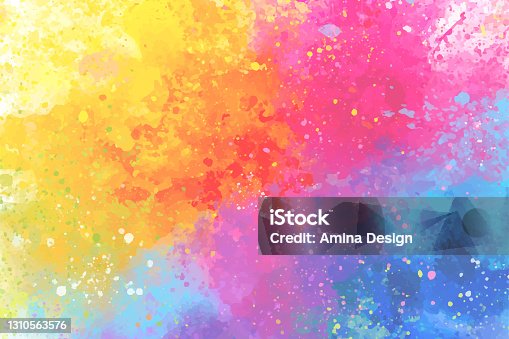 istock Artistic rainbow colors splash watercolor background 1310563576