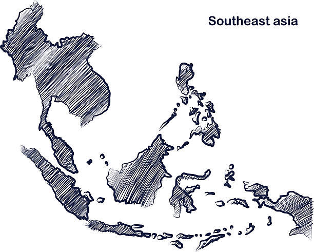 stockillustraties, clipart, cartoons en iconen met asean map - association of southeast asian nations