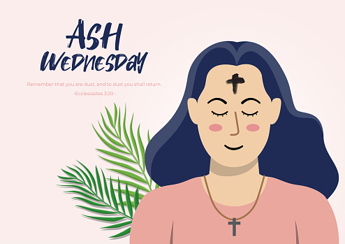 Ash Wednesday Christian symbol vector illustration